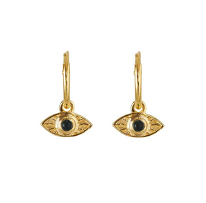 RAYS OF LIGHT MINI HOOPS ONYX GOLD PLATED