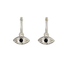 Load image into Gallery viewer, RAYS OF LIGHT MINI HOOPS ONYX SILVER
