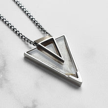 Load image into Gallery viewer, BESPOKE - DELICATE GOLDEN RUTILE TRIANGLE PENDANT SILVER
