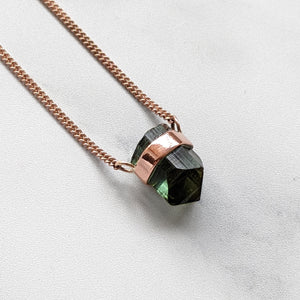 GREEN TOURMALINE PENDANT 9CT ROSE GOLD